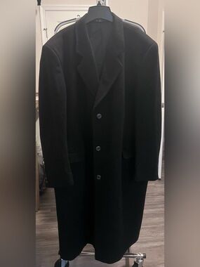 Silver Cloud Black Men's Overcoat - Cashmere Blend size 48